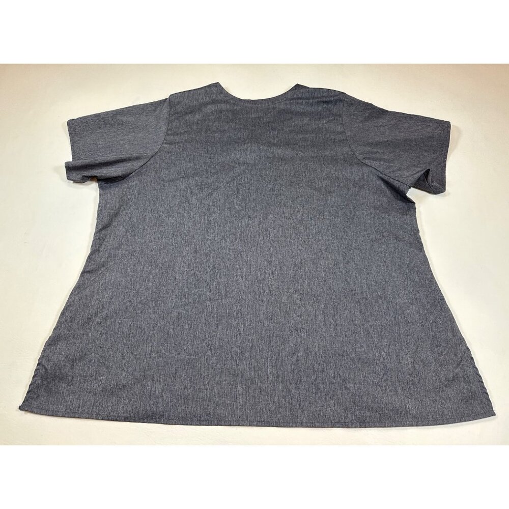 WonderWink Womens True-Plus Fit Scrub Top 2X Charcoal Gray V-Neck W123  (F322) - Picture 2 of 8